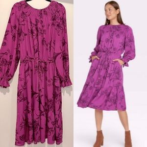 A New Day - Purple Floral Print Long Sleeve Dress